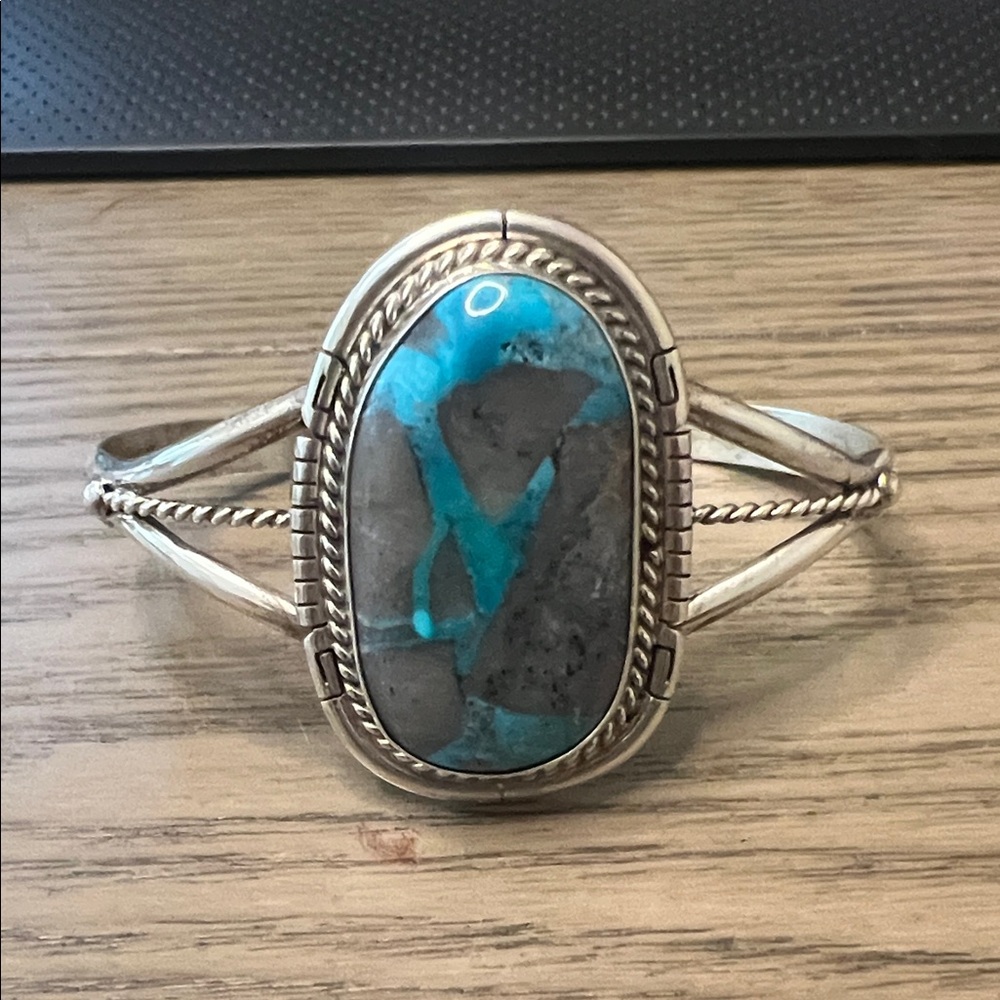 Navajo Dave Skeets Thunder Mountain Turquoise Cuff